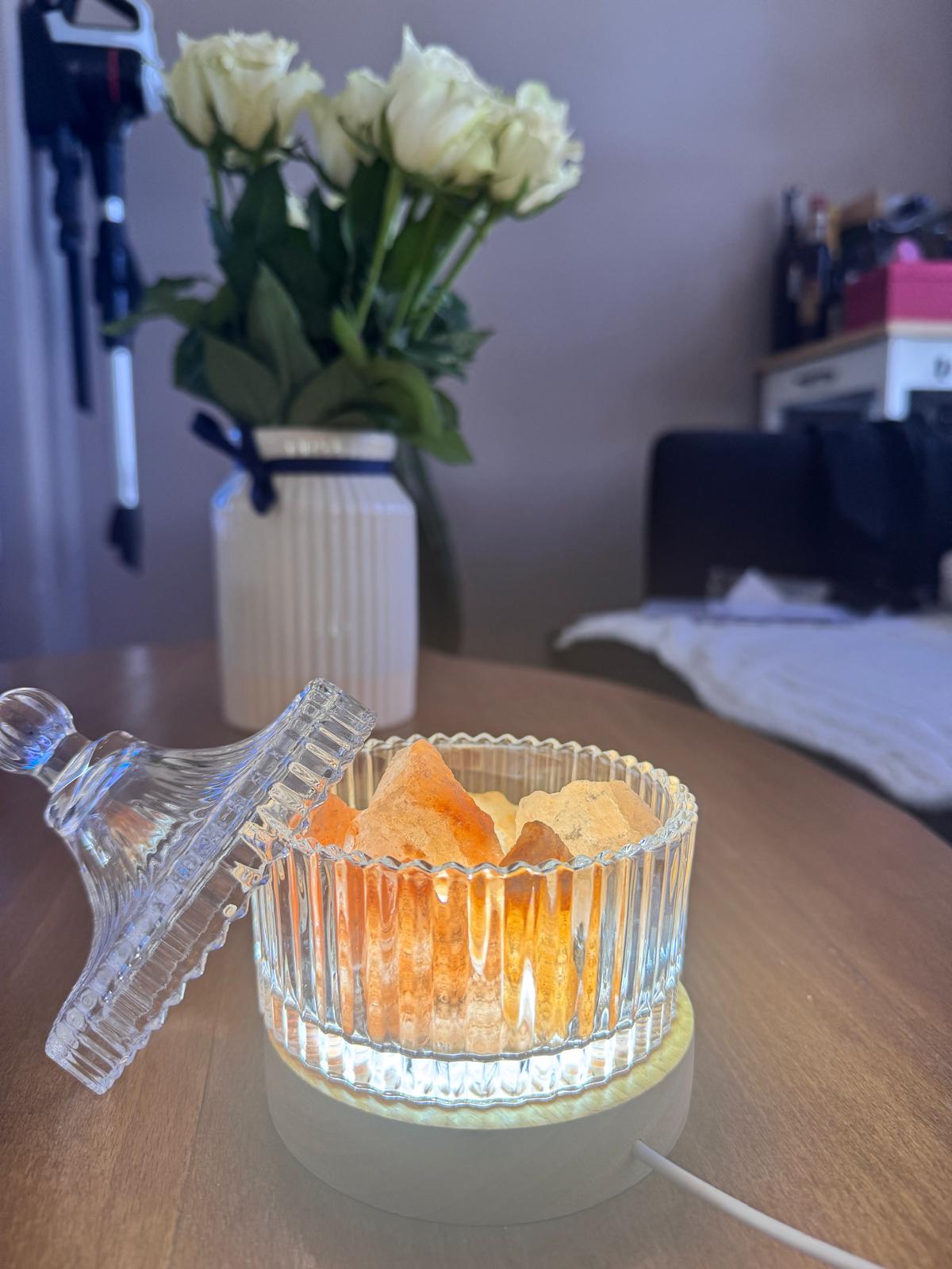 Natural Salt Lamp with Essential Oil Feature