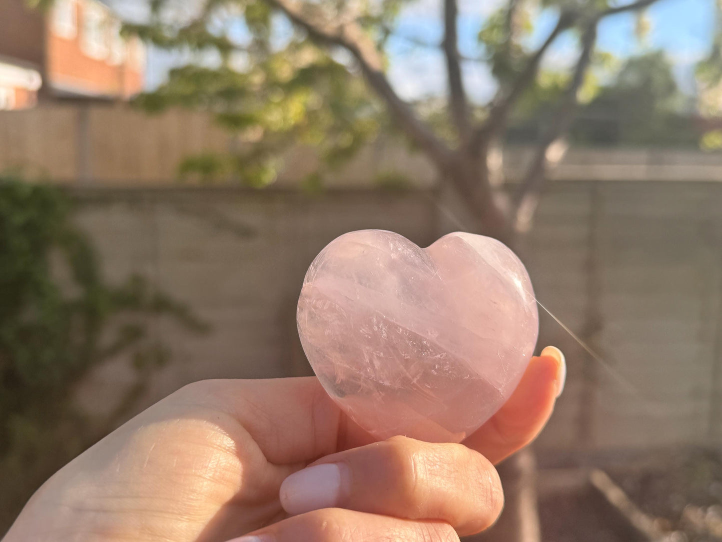 Rose Quartz Crystal Heart – Natural Pink Sphere for Love, Healing & Heart Chakra – Calming Energy Stone for Home or Meditation