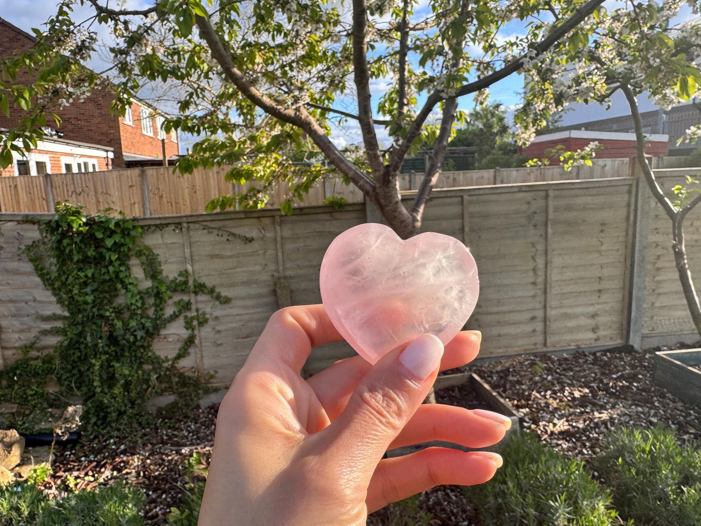 Rose Quartz Crystal Heart – Natural Pink Sphere for Love, Healing & Heart Chakra – Calming Energy Stone for Home or Meditation