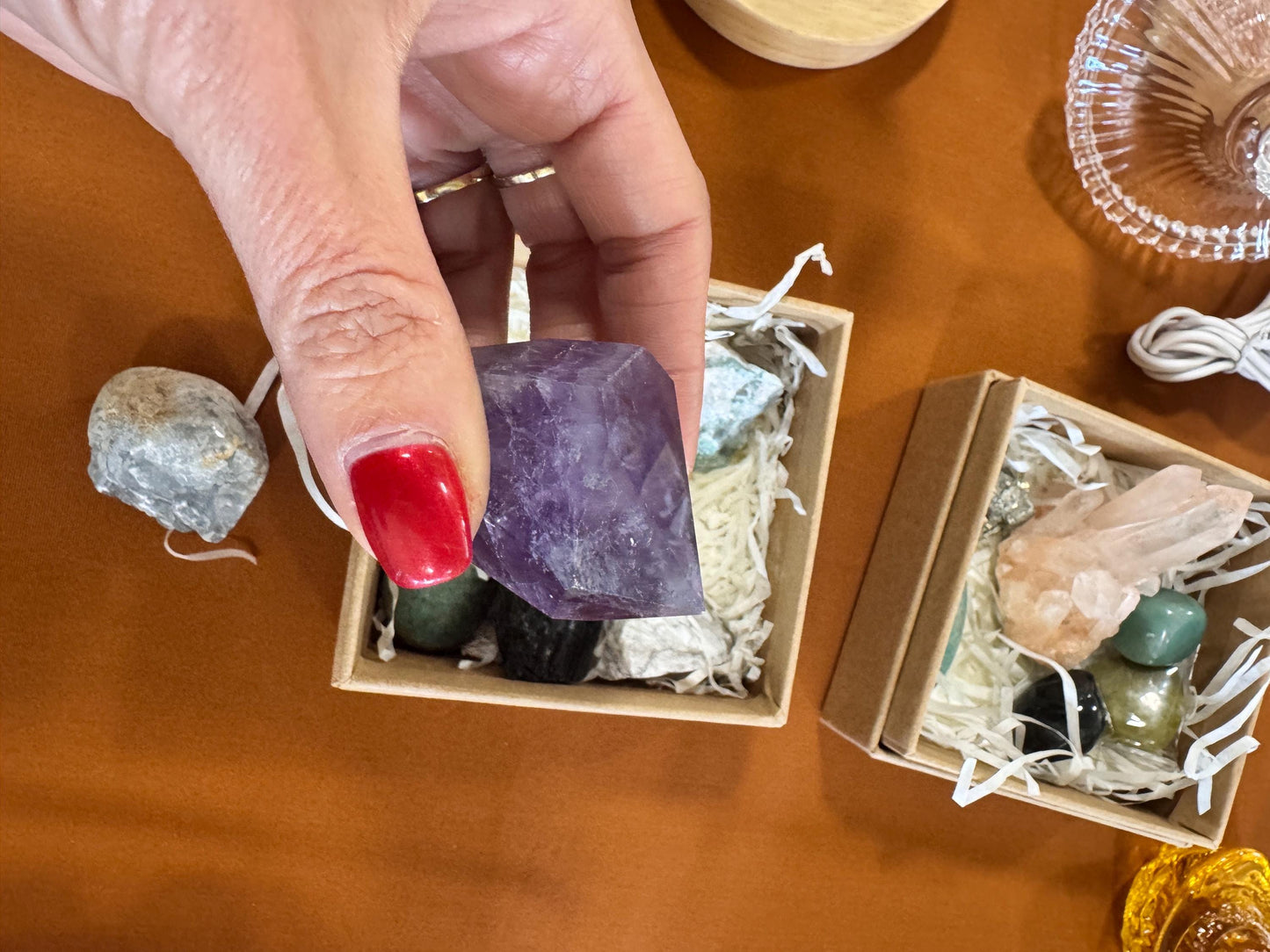 Crystal Healing Box – Selenite, Quartz or Amethyst Gift Set – Energy Cleansing Crystals