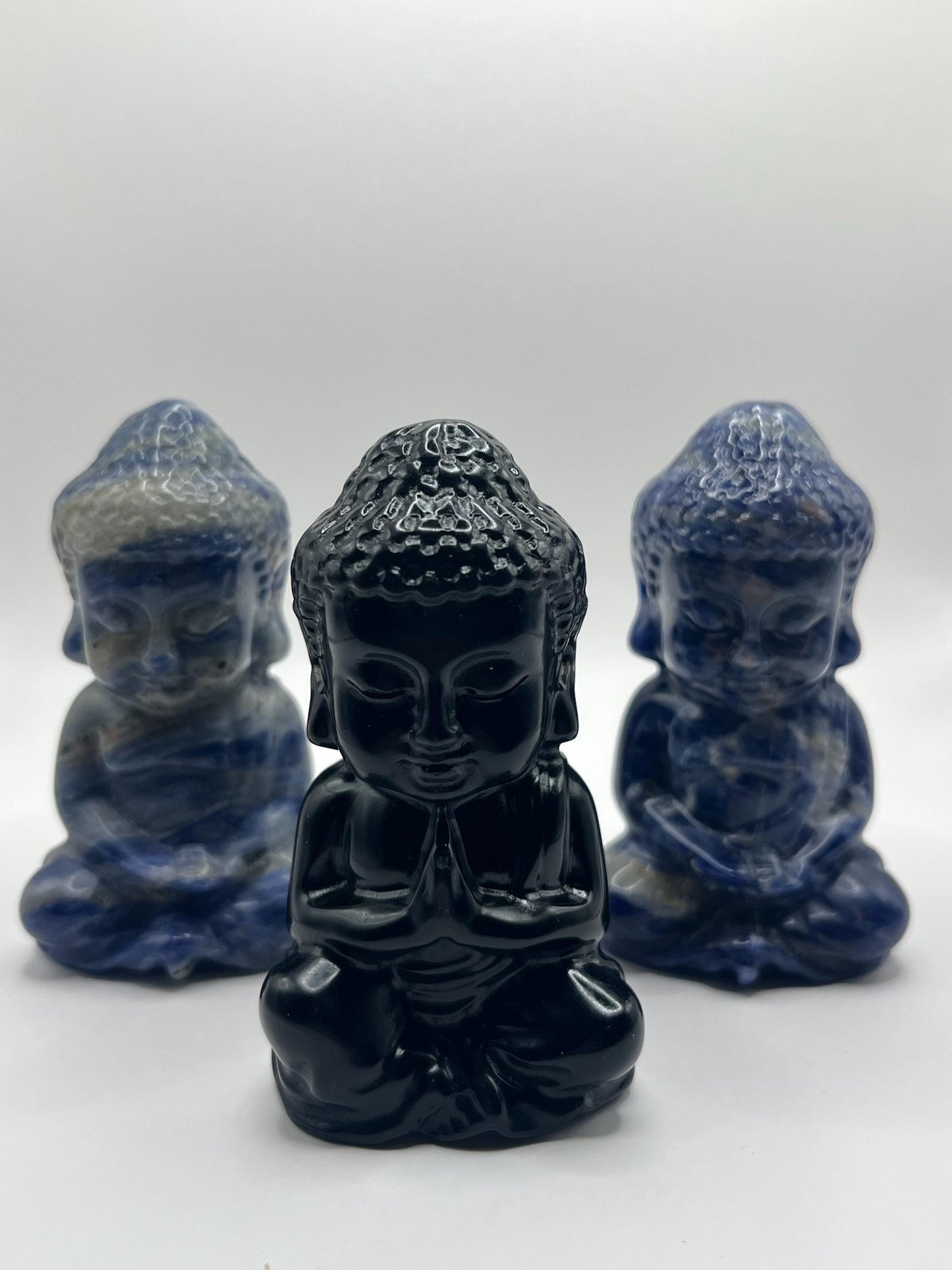Black Obsidian Buddha Statue Crystal Meditation Decor, Spiritual Protection Stone, Holistic Gift, Zen Home Accent, Healing Crystal Figurin
