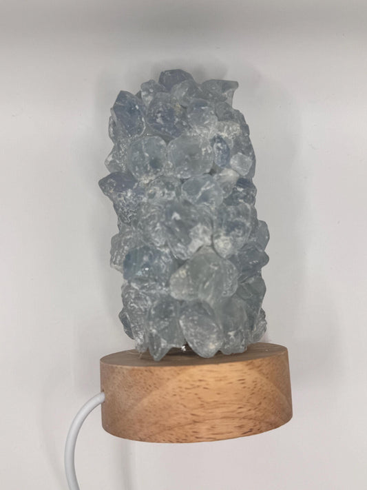 Natural Beauty, Celestial Light – Handmade Celestite Crystal Stone Lamp for Decoration