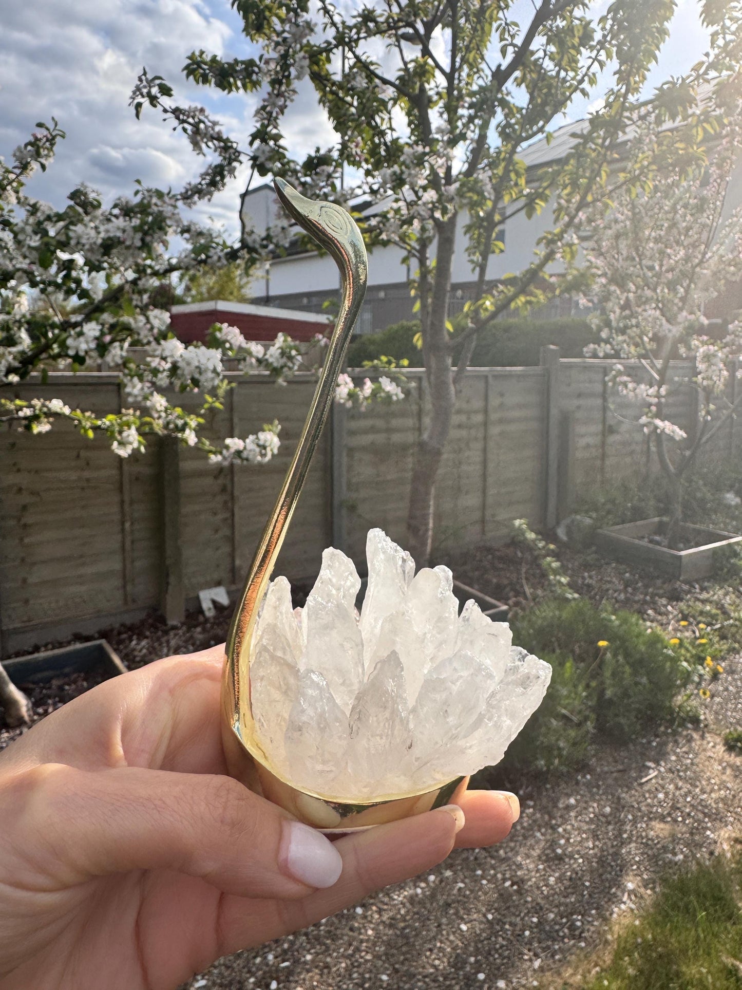 Clear Quartz Crystal Cluster Swan | Natural Crystal Home Decor | Healing Stone Ornament | Spiritual Gift | Energy Cleansing Decor