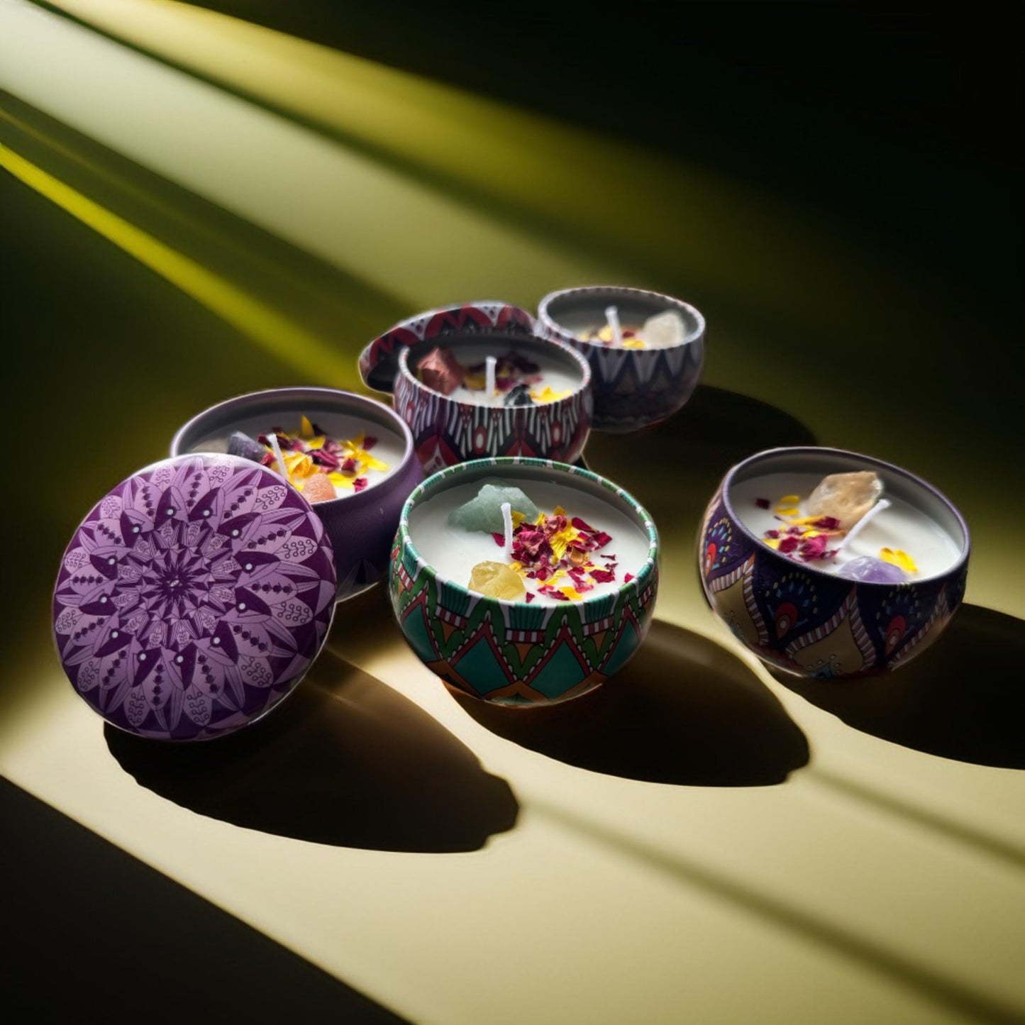 Lavender Scented Crystal Candle – Mystical Natural Stone Candle for Meditation & Healing Rituals