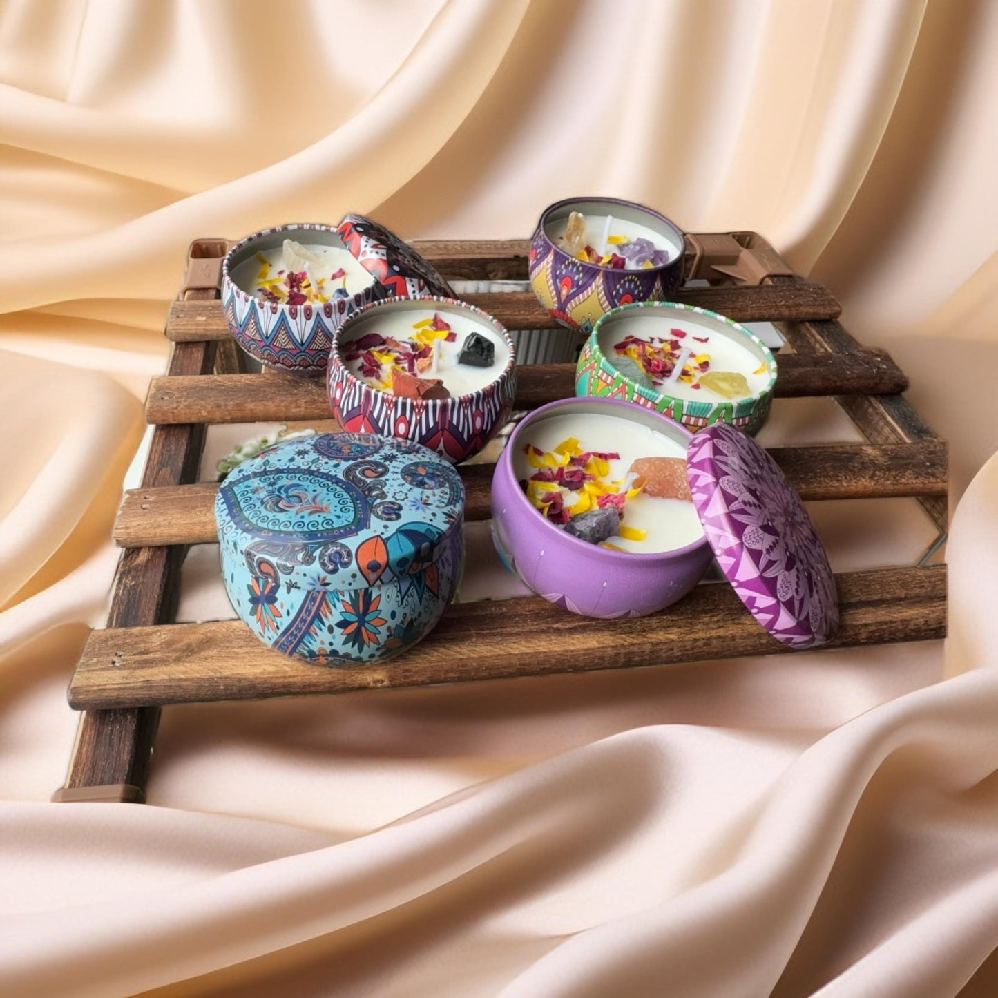 Lavender Scented Crystal Candle – Mystical Natural Stone Candle for Meditation & Healing Rituals