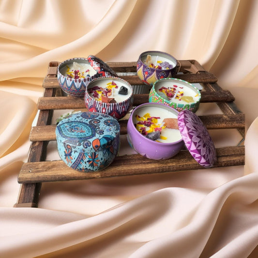 Lavender Scented Crystal Candle – Mystical Natural Stone Candle for Meditation & Healing Rituals