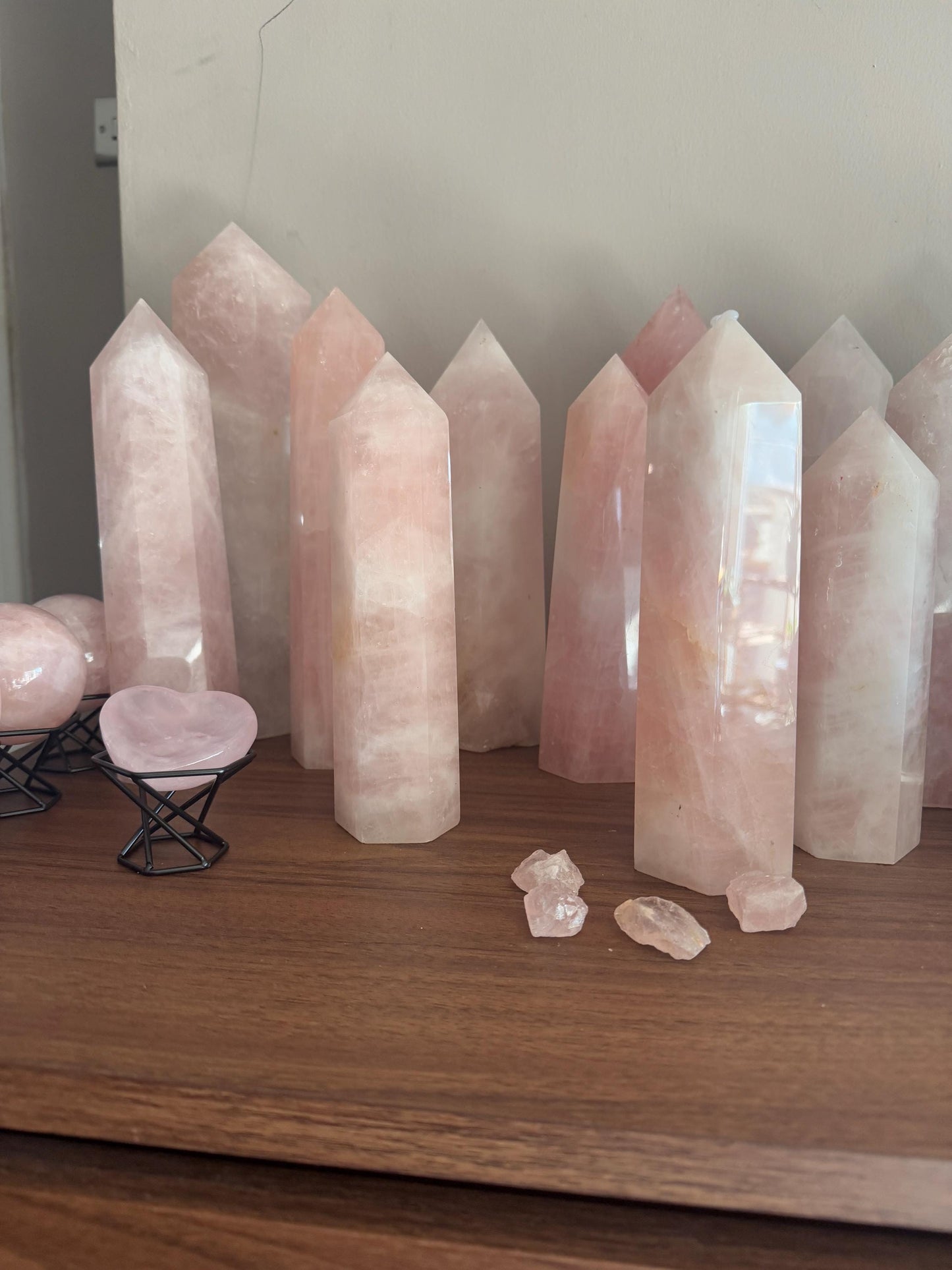 Rose Quartz Tower – Natural Crystal Point for Love  Healing, Reiki Meditation Stone, Pink Quartz Home Decor Gift