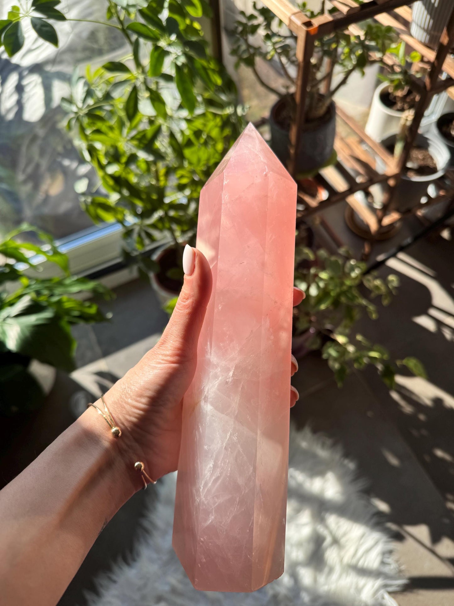 Rose Quartz Tower – Natural Crystal Point for Love  Healing, Reiki Meditation Stone, Pink Quartz Home Decor Gift