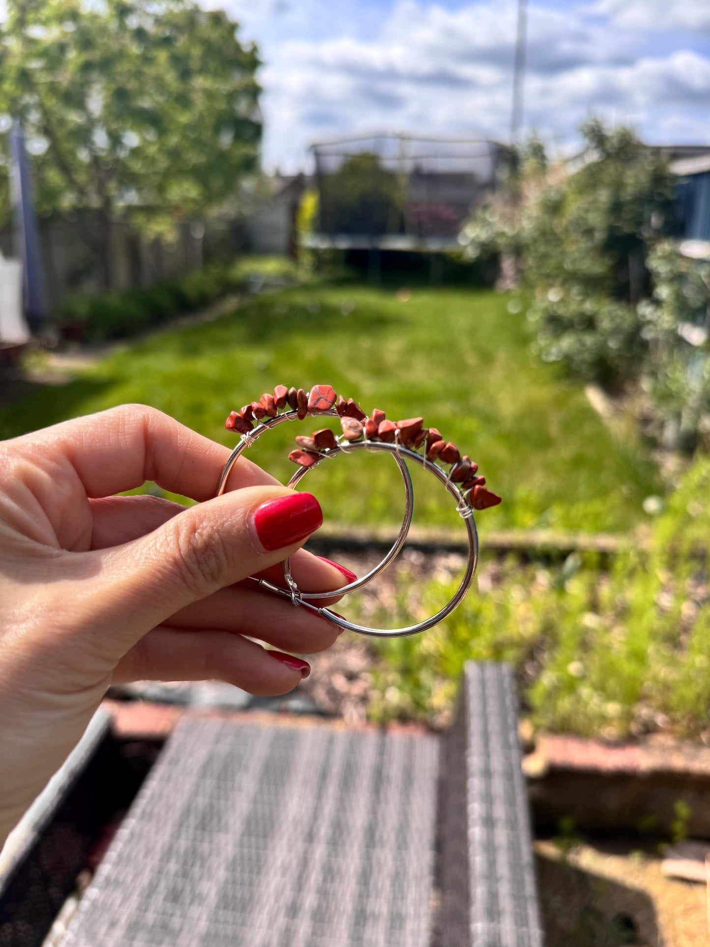 Zodiac Crystal Hoop Earrings – Handmade Gemstone Jewelry with Amethyst, Rose Quartz, Tiger Eye, Red Jasper – Healing Stone Gift for Her