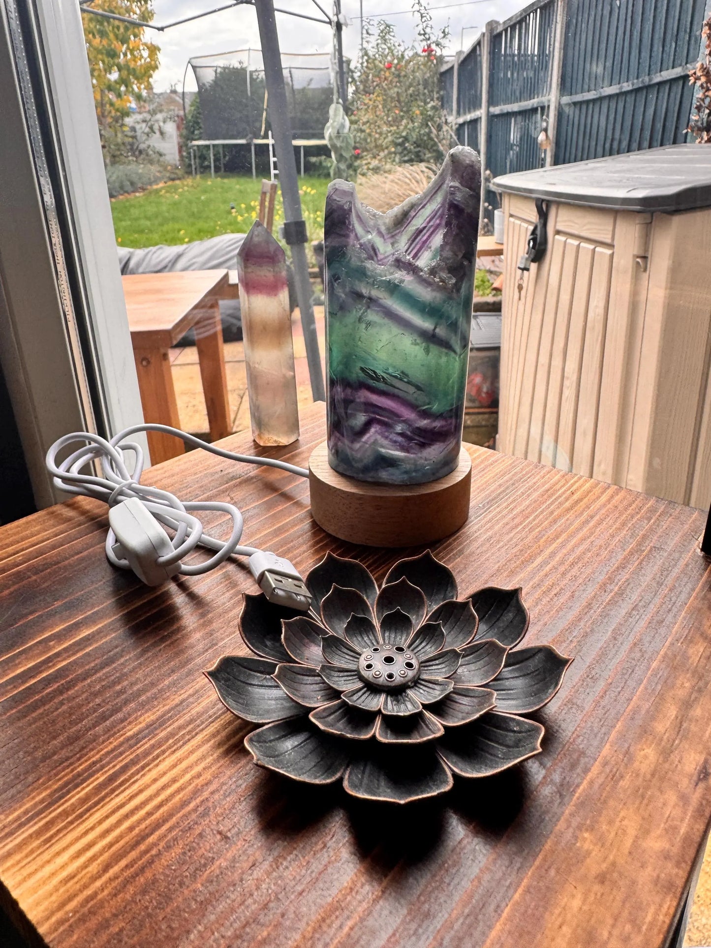 Fluorite Lamp Raw Crystal Light: Reiki Healing Stone Decor
